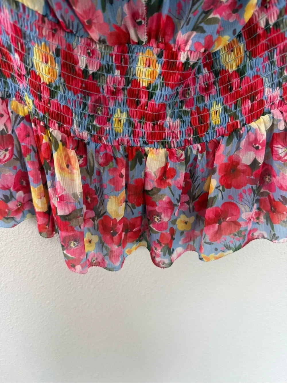 L'Agence Aubriella Off the Shoulder Floral Blouse Red Multi Casual Women’s Small